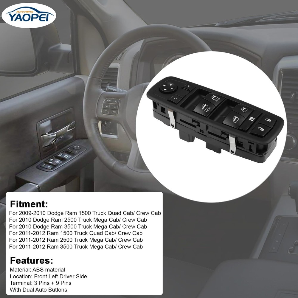 Front Left Driver Side Master Power Control Window Switch for Dodge Ram 1500 250