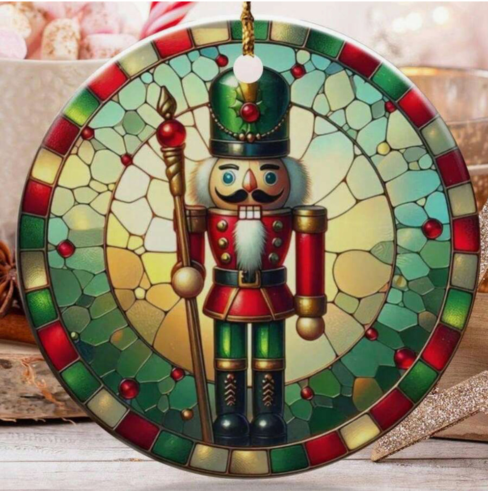 Large Nutcracker Suncatcher, Acrylic, 8in, Stained Glass Look, 2D, Great Gift
