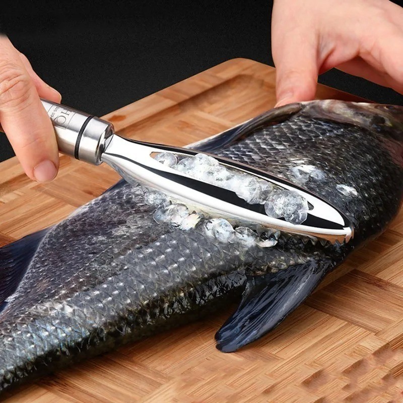 Stainless Fish Scale Scraper Tool - Fast Descaler & Cleaner Peeler Kitchen Gadge