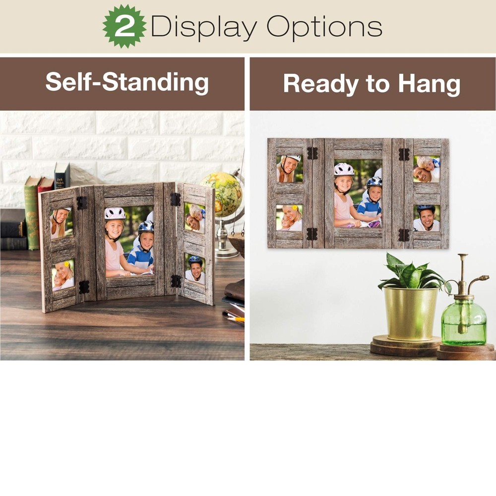 Rustic Distressed Wood Collage Picture Frames: Holds 5 Photos (Rustic)