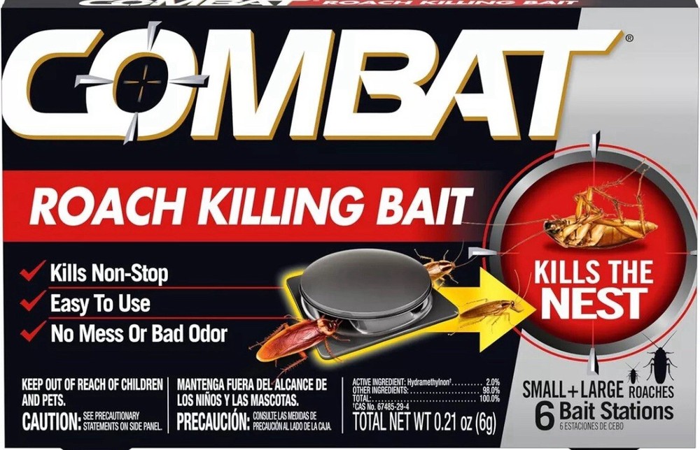 Combat Roach Killing Bait Stations for Small and Large Roaches, 6 Count...