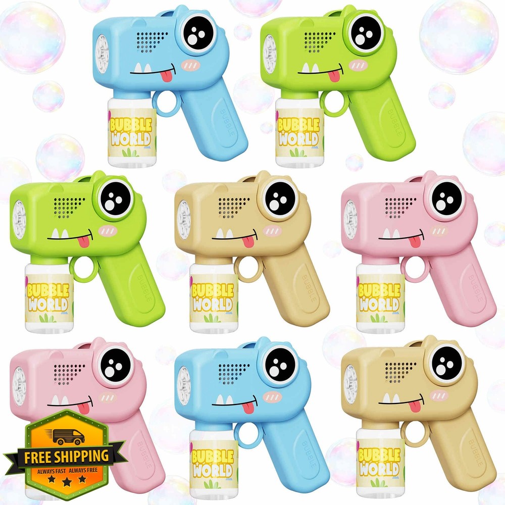 TECKMICO Bubble Gun Dinosaur Machine Blower 8-Pack