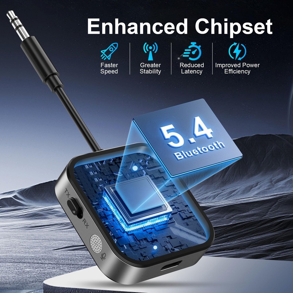 2026 Pro Bluetooth 5.4 Transmitter & Receiver, 2-in-1 Wireless Adapter for Ai...