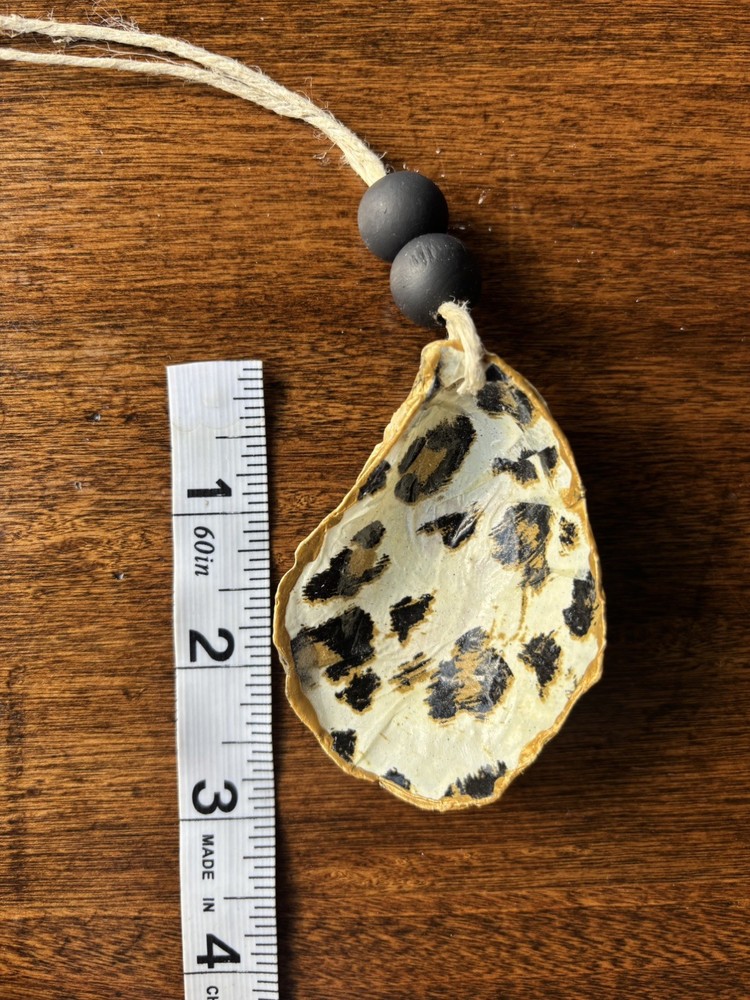 Handmade Leopard Print Oyster Shell Ornament