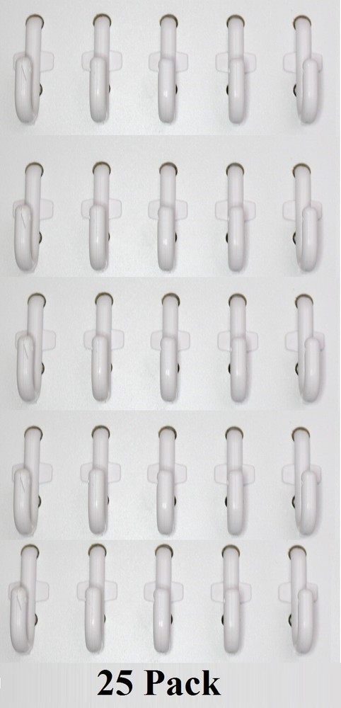White J-Style Peg Board Plastic Locking Hooks Kit -25 pack PEGBOARD NOT INCLUDED