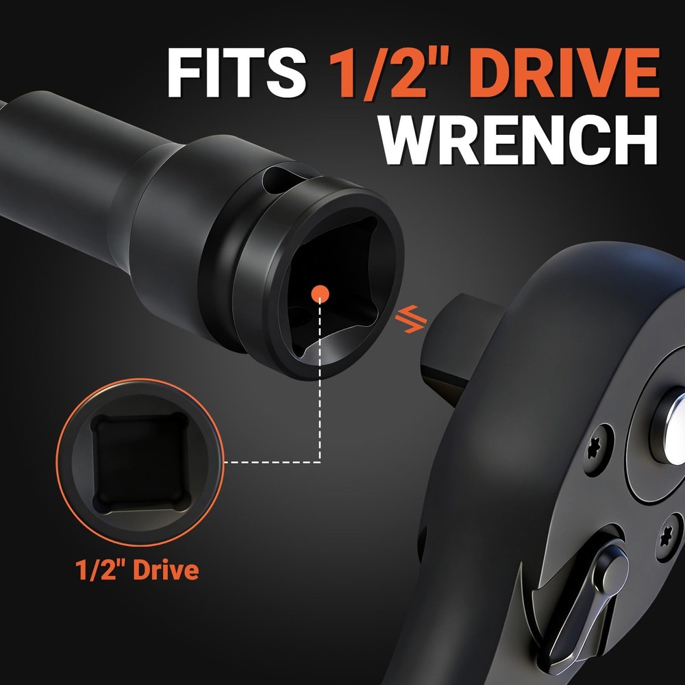 10mm 1/2" Drive Deep Impact Socket, 16.5" Extra Long Socket, 6-point Bolt Rem...