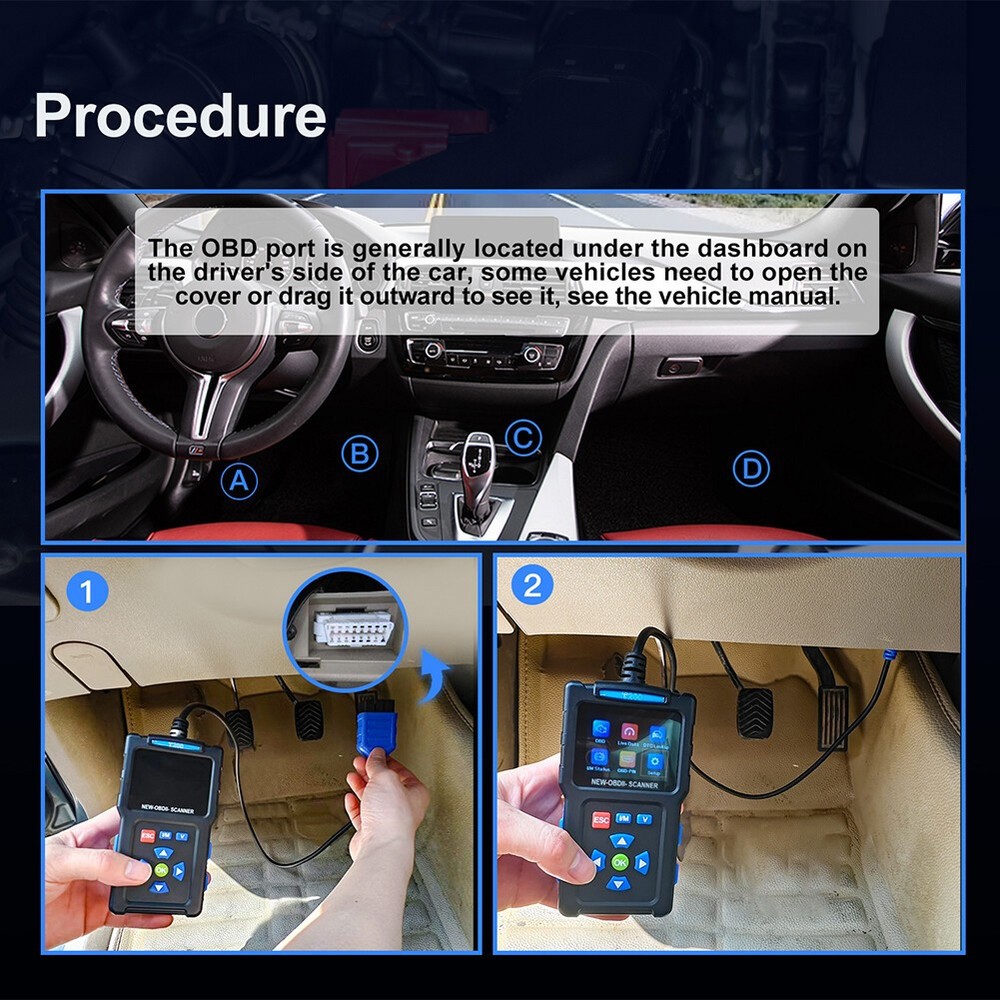 Code Reader Car Diagnostic Scan Tool Check Engine Fault T200 Car OBD2 Scanner US