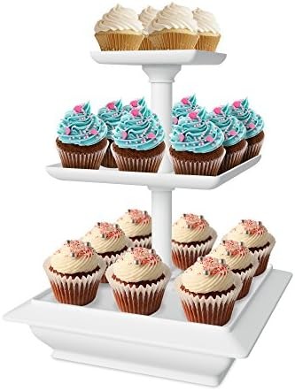 3 Tier Square Cupcake Display Stand White