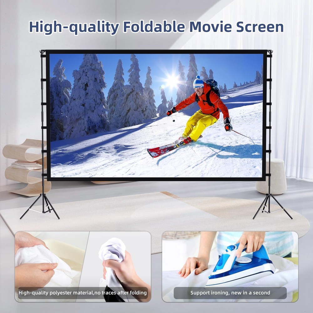 Projector Screen Outdoor, Projector Screen with Stand Portable 120" Foldable ...