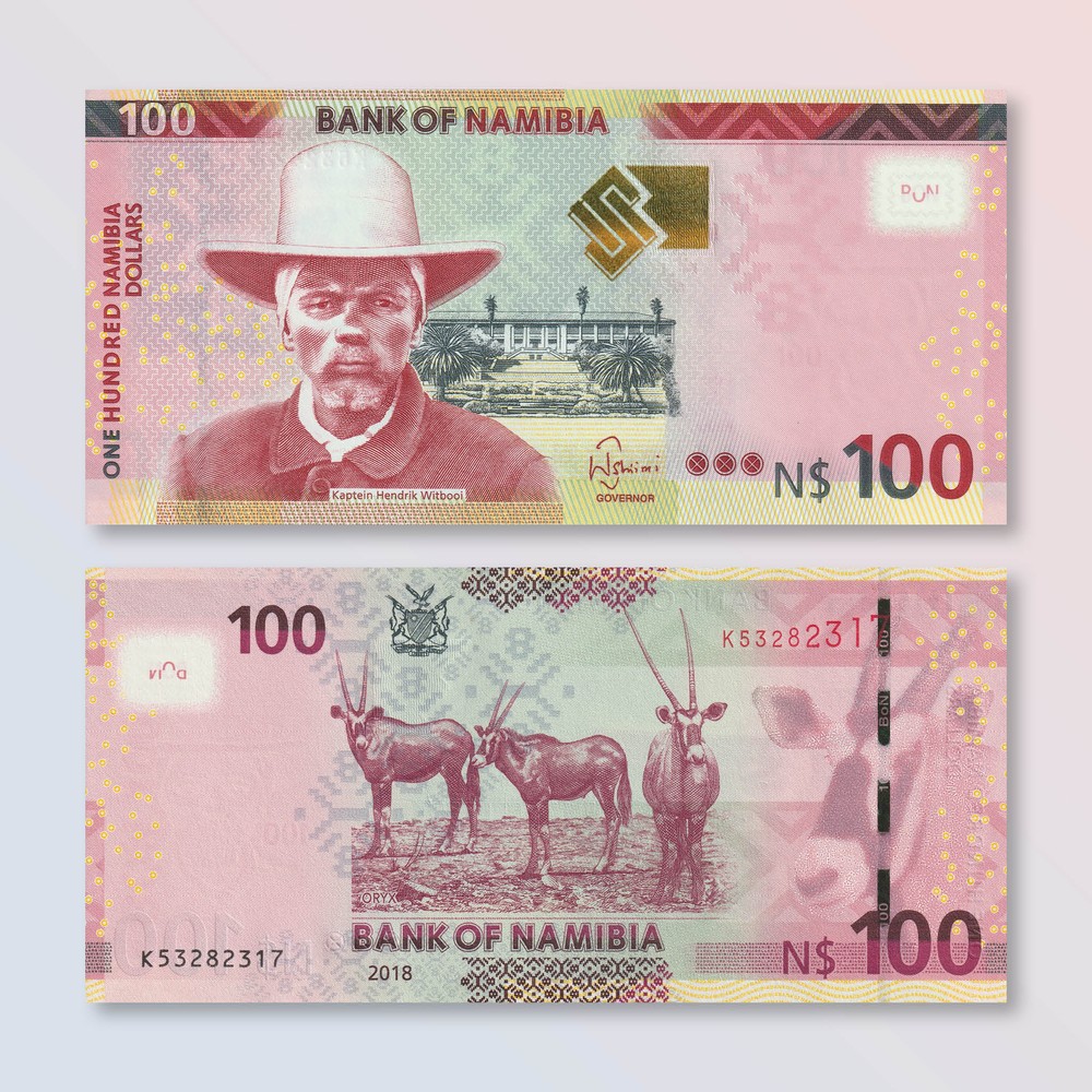 Namibia 100 Dollars, 2018, B212b, P14, UNC