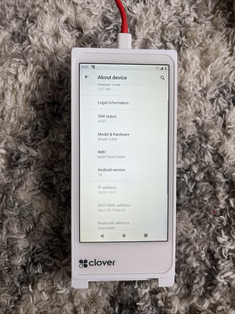 Clover Flex 3 C405 Handheld POS Management System White, Locked