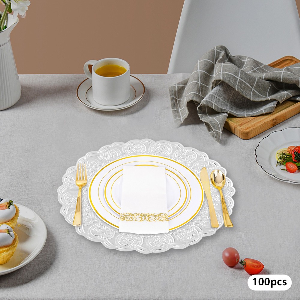 100pcs Dinner Plates Set, Round Dinner Plates, Dinner Plate for Wedding Party
