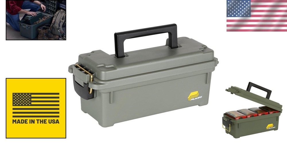 Water-Resistant Compact Field Ammo Box with Durable Plastic & Lockable Closure