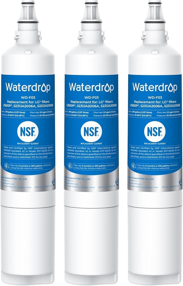Waterdrop Water Filter Replacement for LG® LT600P®, KENMORE® 9990, 3 PACK