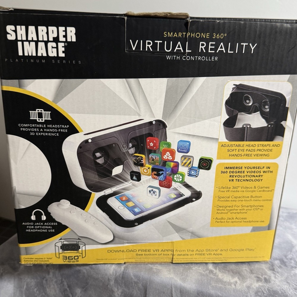 Sharper Image Virtual Reality VR Headset With Controller Platinum Series