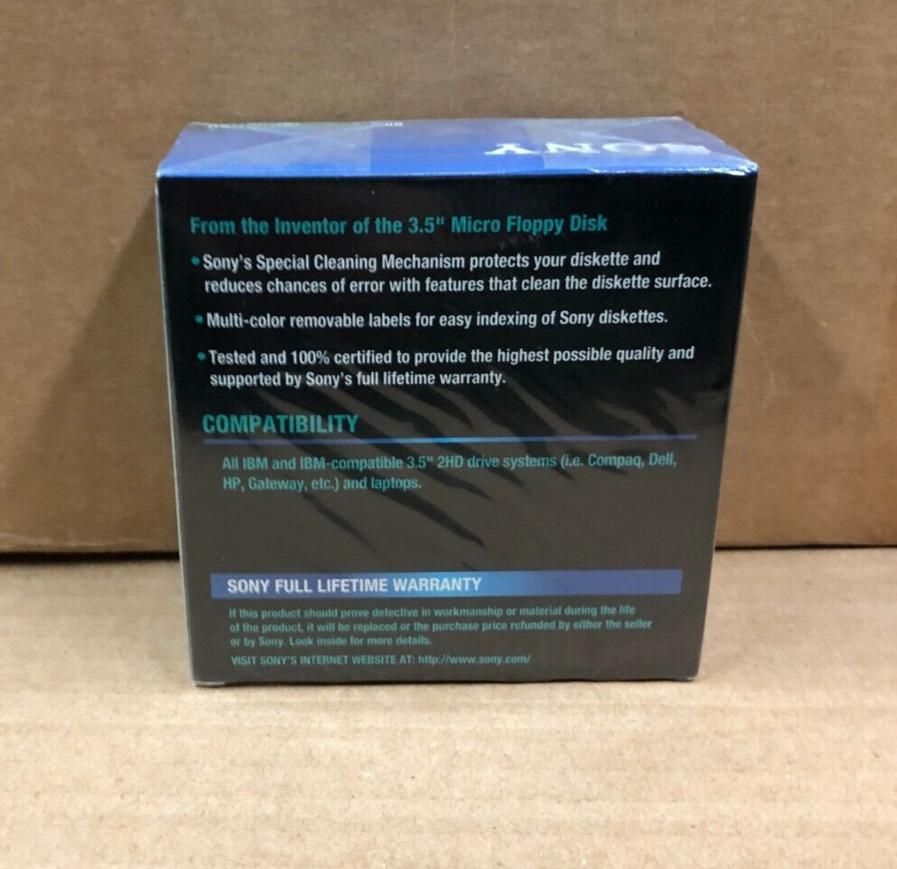 Sony IBM Formatted 2HD Micro Floppy Disk Double Sided 3.5 Diskettes 10 Pack