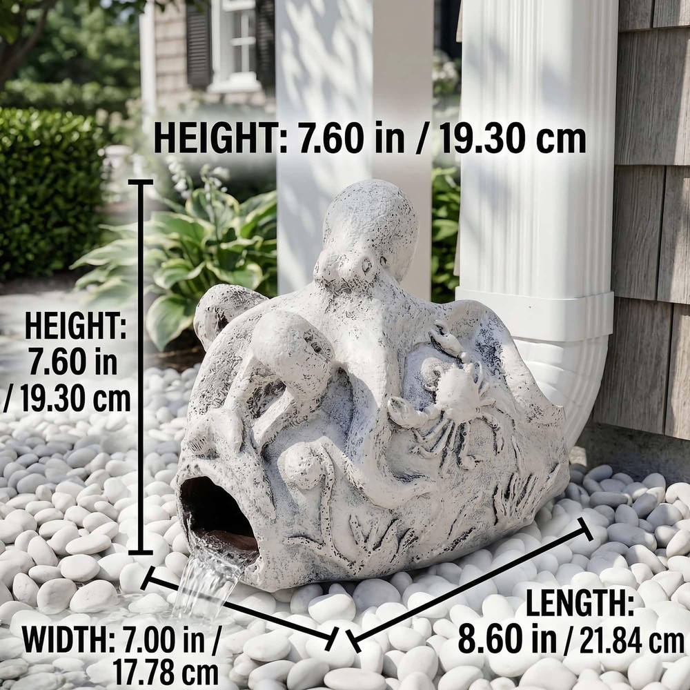 Octopus Gutter Diverter, Rain Gutter Extender, Eco-Friendly Resin Sculpture