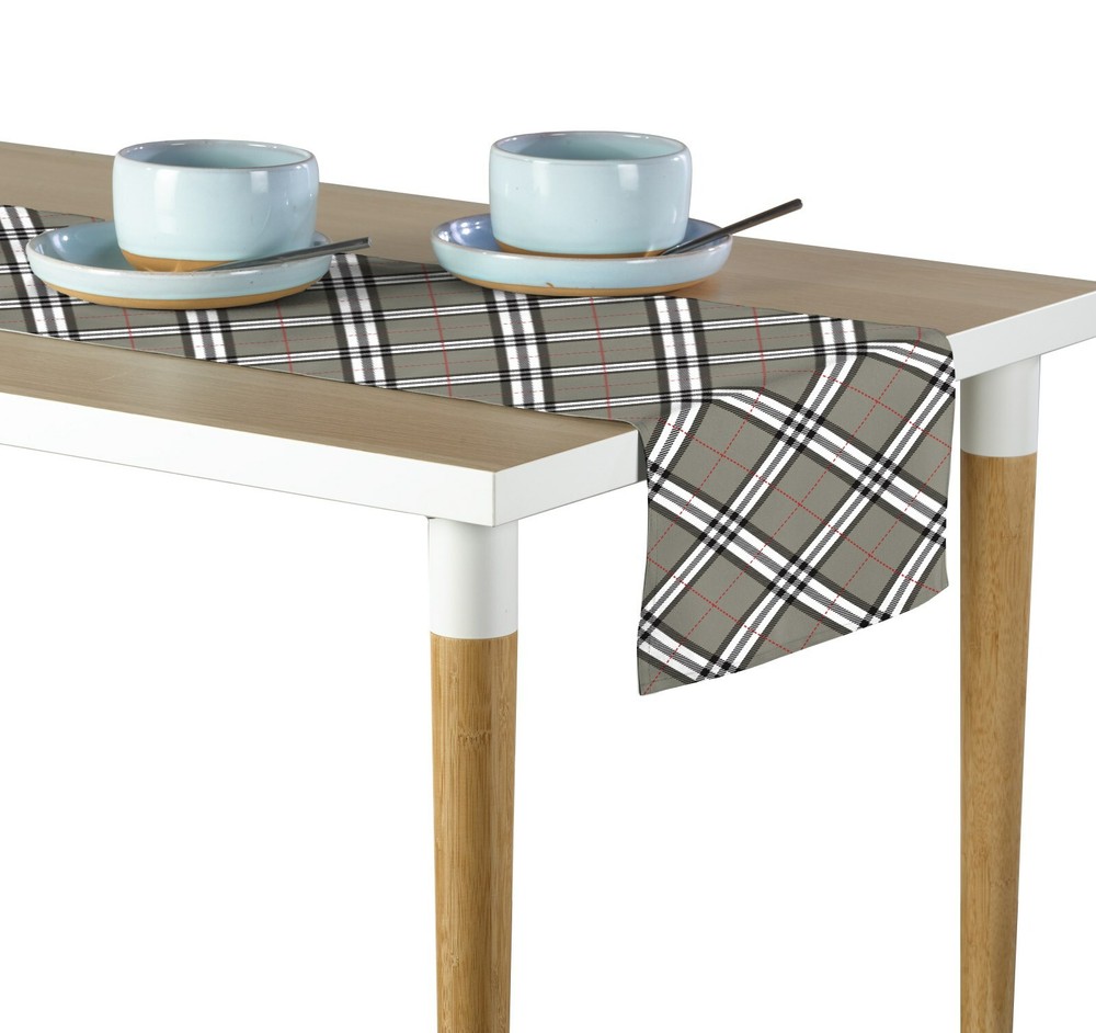 Gray & Black Plaid Table Runners - 12"x72" or 14"x108"