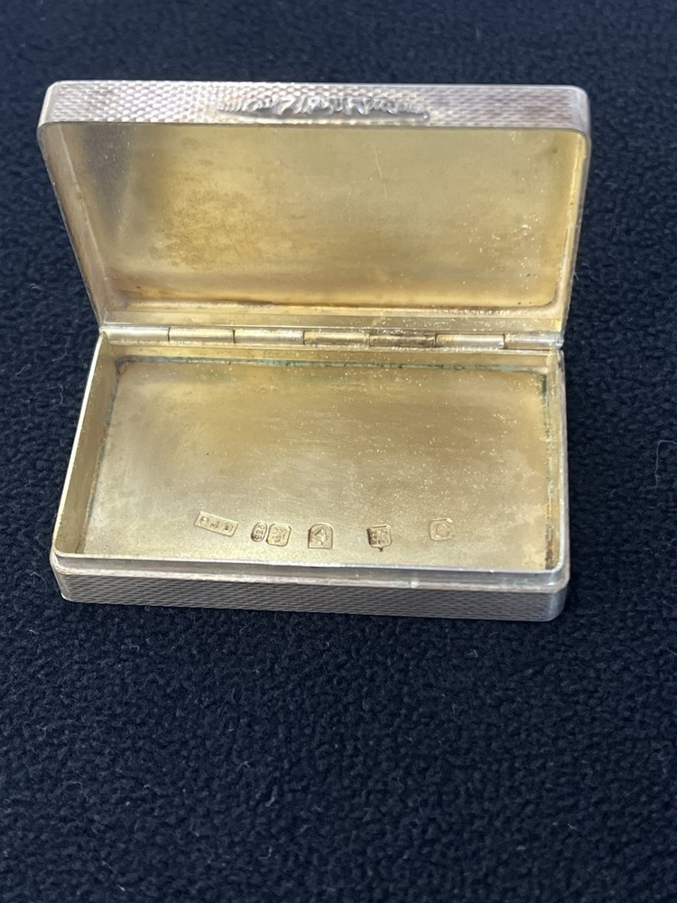 Gallagher Hallmarked Sterling Silver Engine Turned Snuff Box