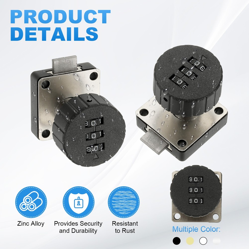 3/4 Inch Combination Cam Lock, Password Coded Cabinet Lock, Silver