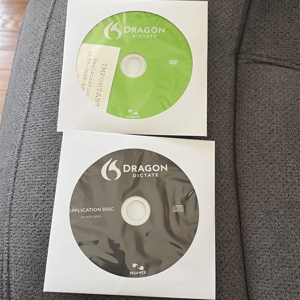 Dragon Dictate Nuance Two Discs Only with code
