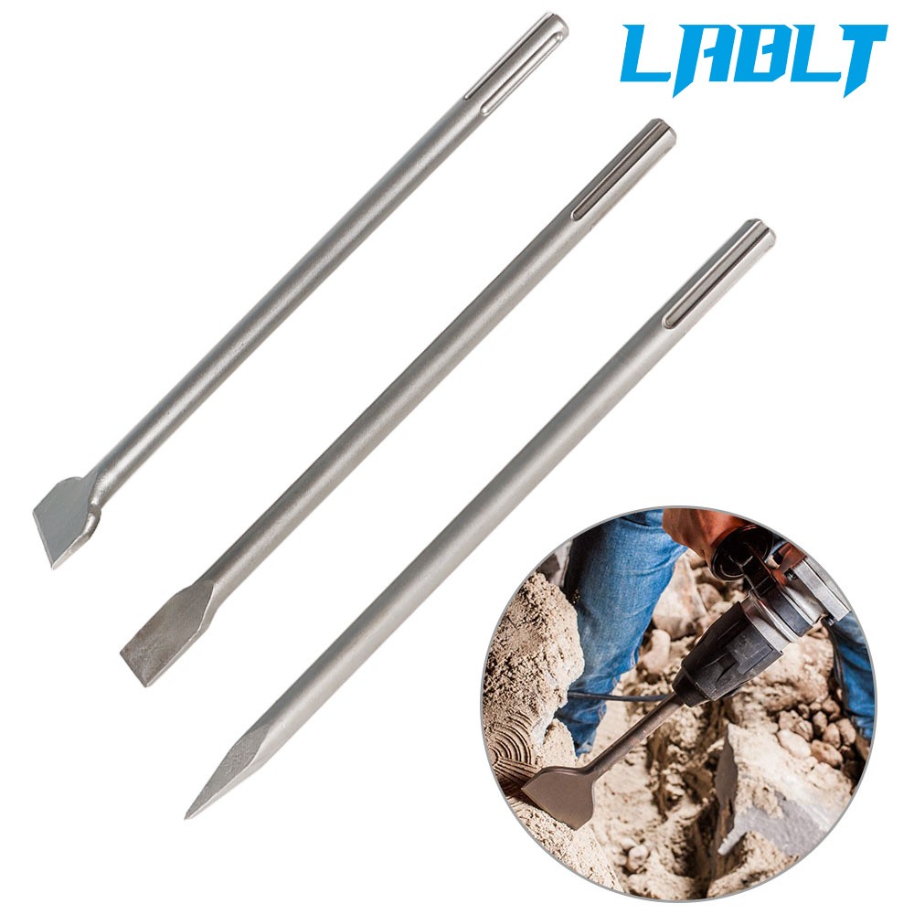 LABLT 3 Pcs 16" SDS Max Bits Set Long-Point Chisel Scaling Chisel Flat Chisel