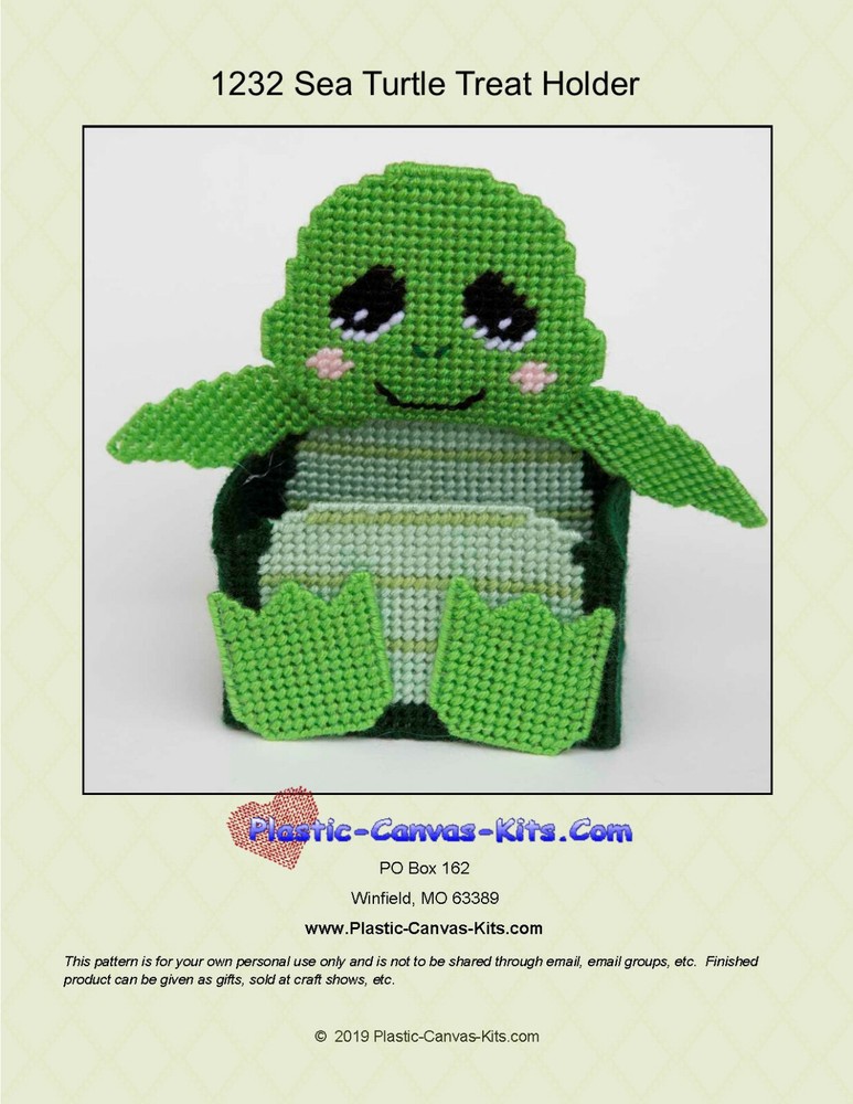 Sea Turtle Treat Holder-Plastic Canvas Pattern or Kit