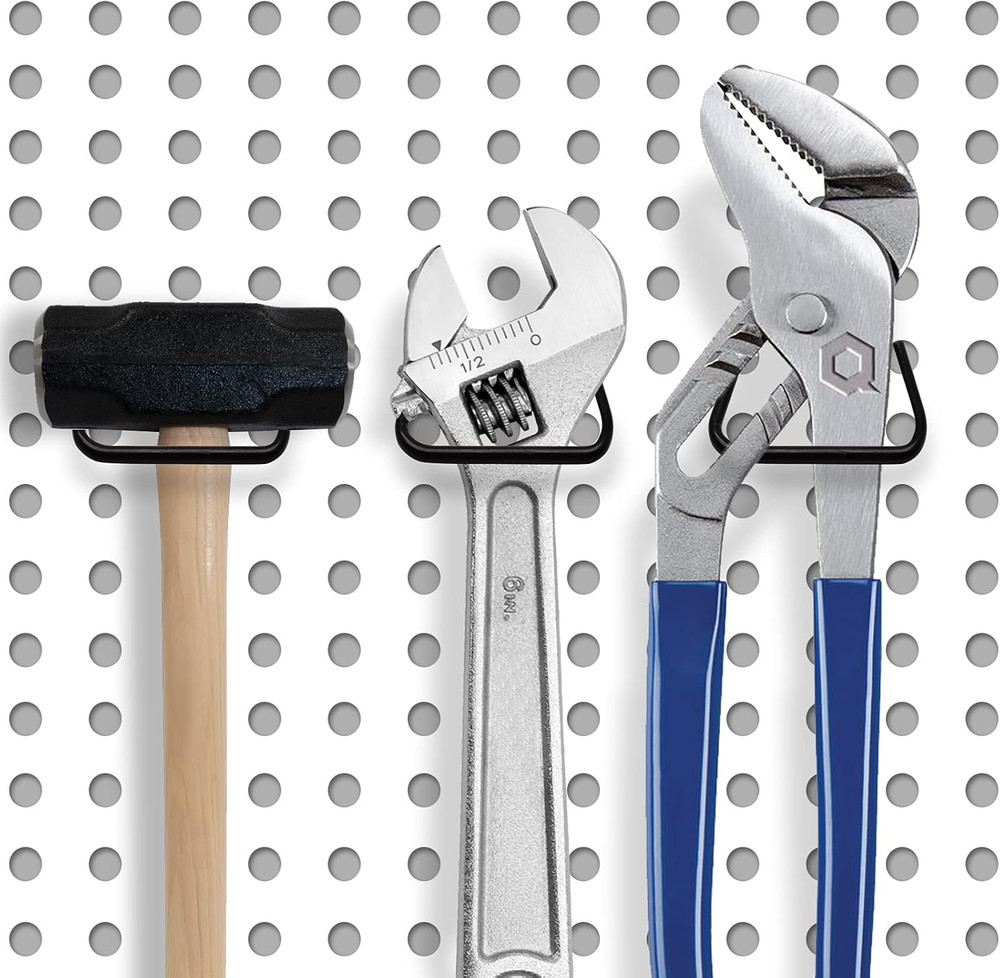 16Pcs Pegboard Plier Holders, Stainless Steel Double Loop Pegboard Hooks, Black