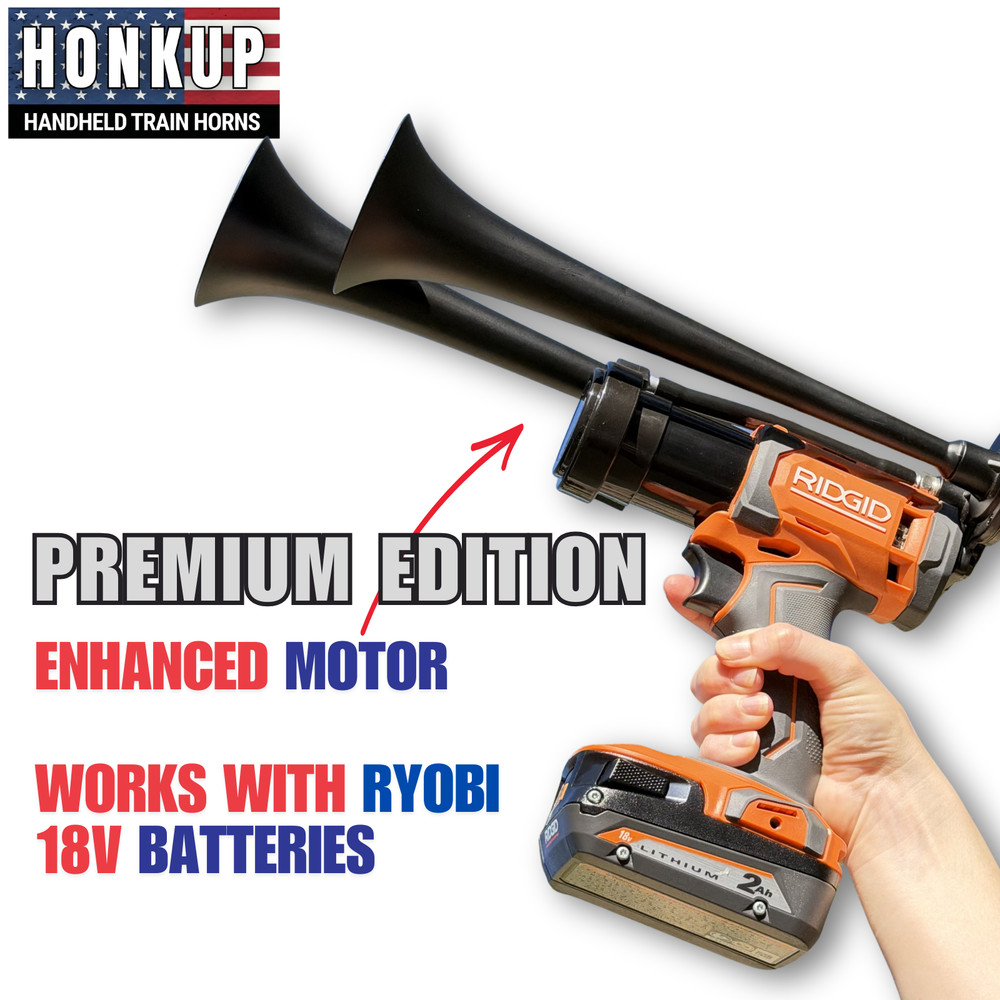 Premium Ridgid Impact Handheld Train Horn | Full Kit + Two Remote Controls