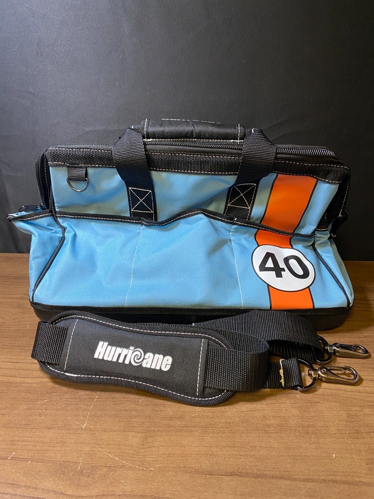 Hurricane Blue Black Shoulder Strap Multi Pockets Wide Mouth Tool Bag