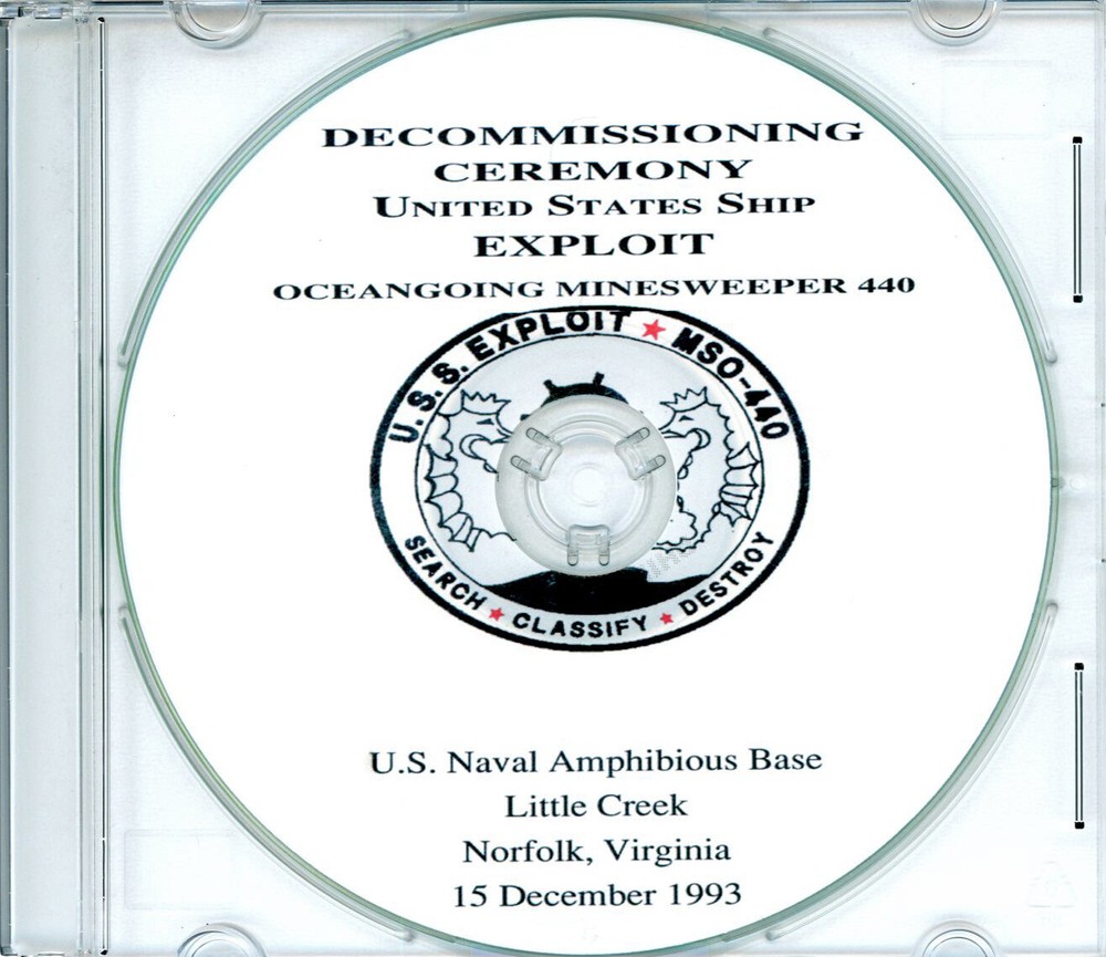 USS Exploit MSO 440 Decommissioning Program 1993 United States Navy