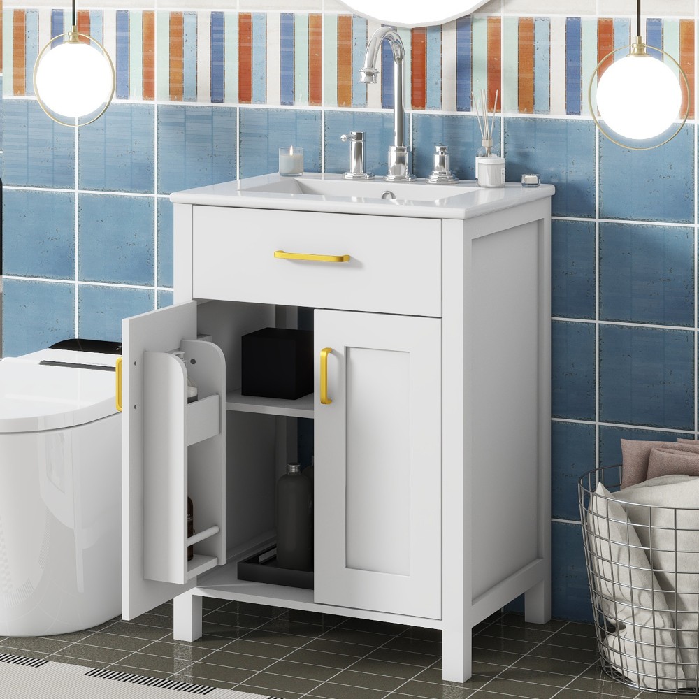 Bathroom Vanity Combo W Ceramic Sink Luxurious Space-Saving Vanity