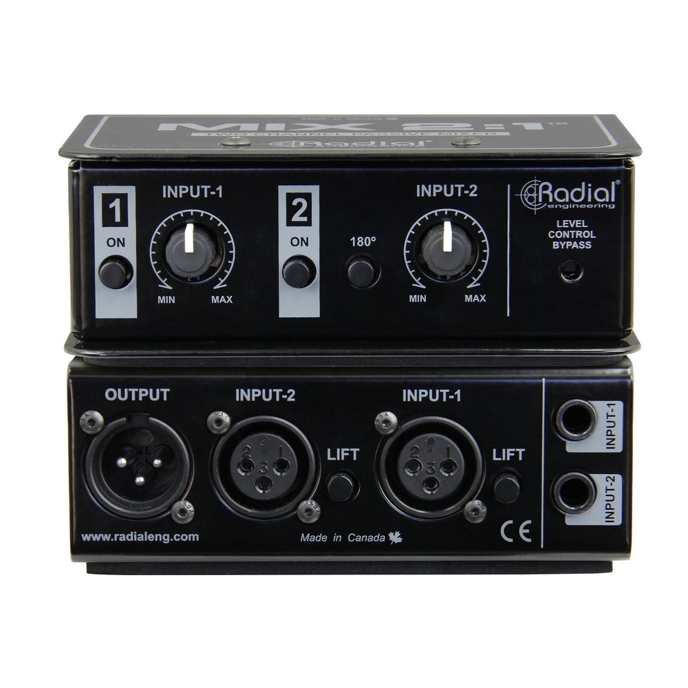Radial Engineering MIX 2:1 2-Channel Passive Mixer bundle with Three XLR Cables