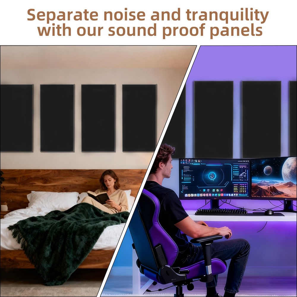 Acoustic Panel Wall 2 Pack, 48"x24"x2" Fabric Wrapped Wall Panel Sound Proof