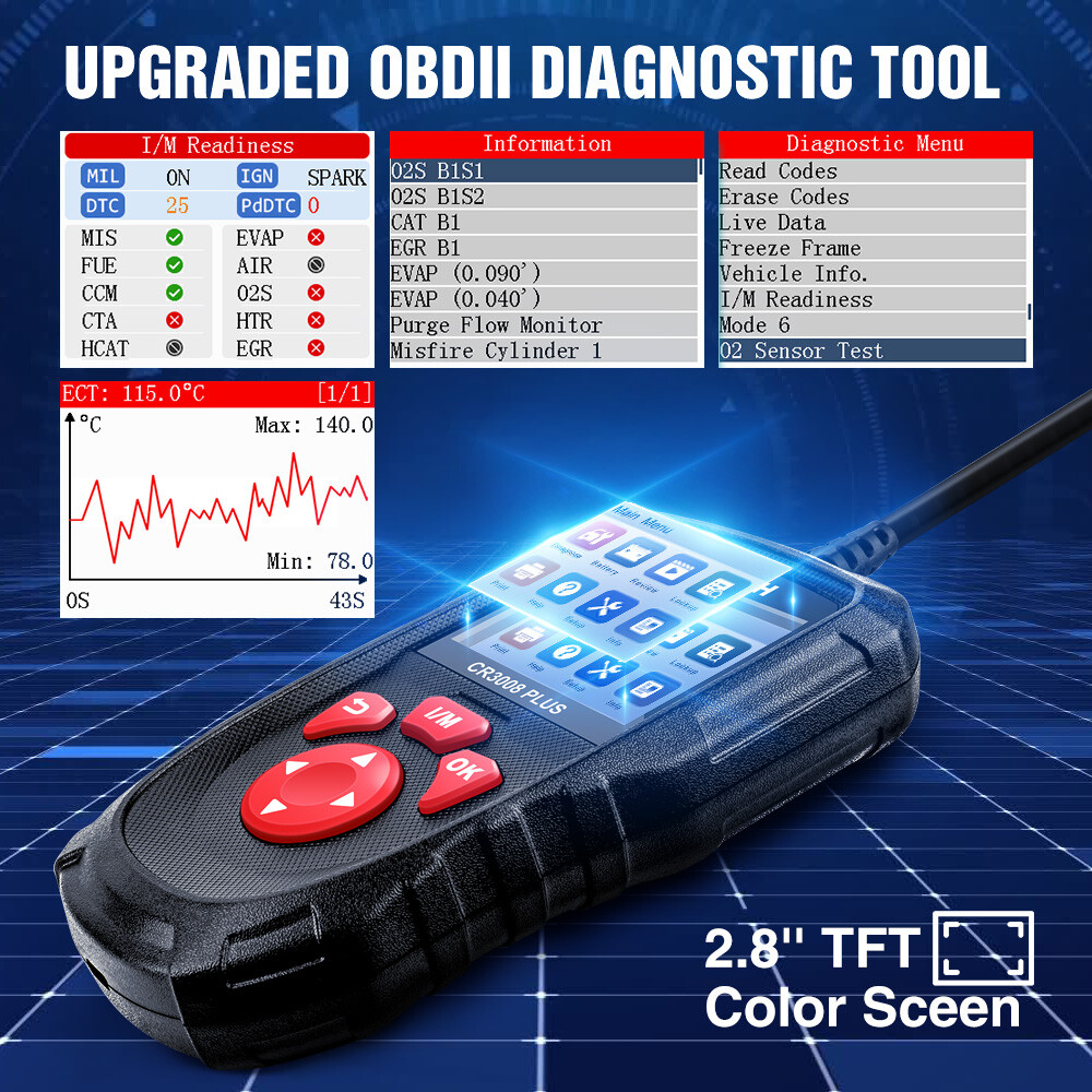 LAUNCH CR3008 Plus OBD2 Scanner Code Reader Check Engine OBD Car Diagnostic Tool