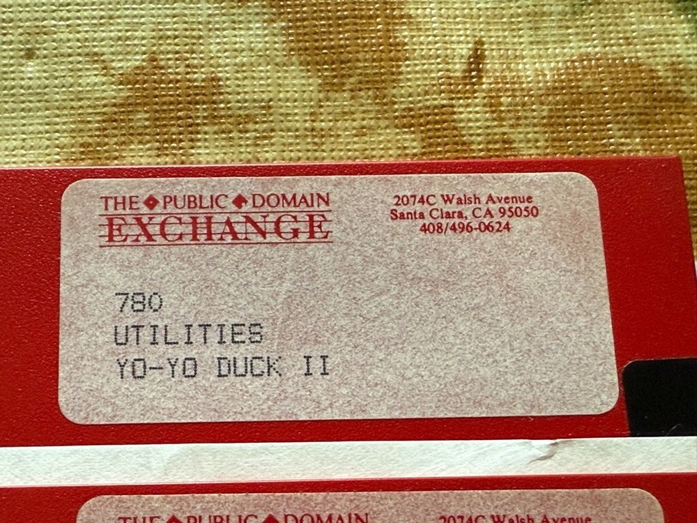 Apple 2 software: PUBLIC DOMAIN EXCHANGE - Yo Yo Duck - 5.25 disk