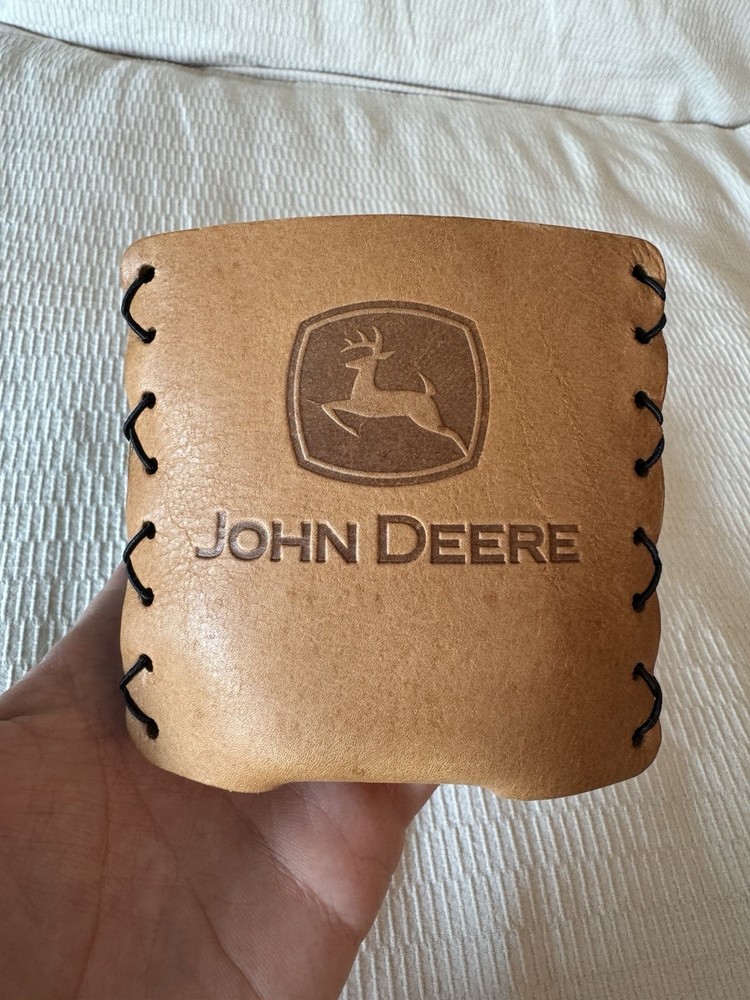 John Deere Leather Koozie Made In USA
