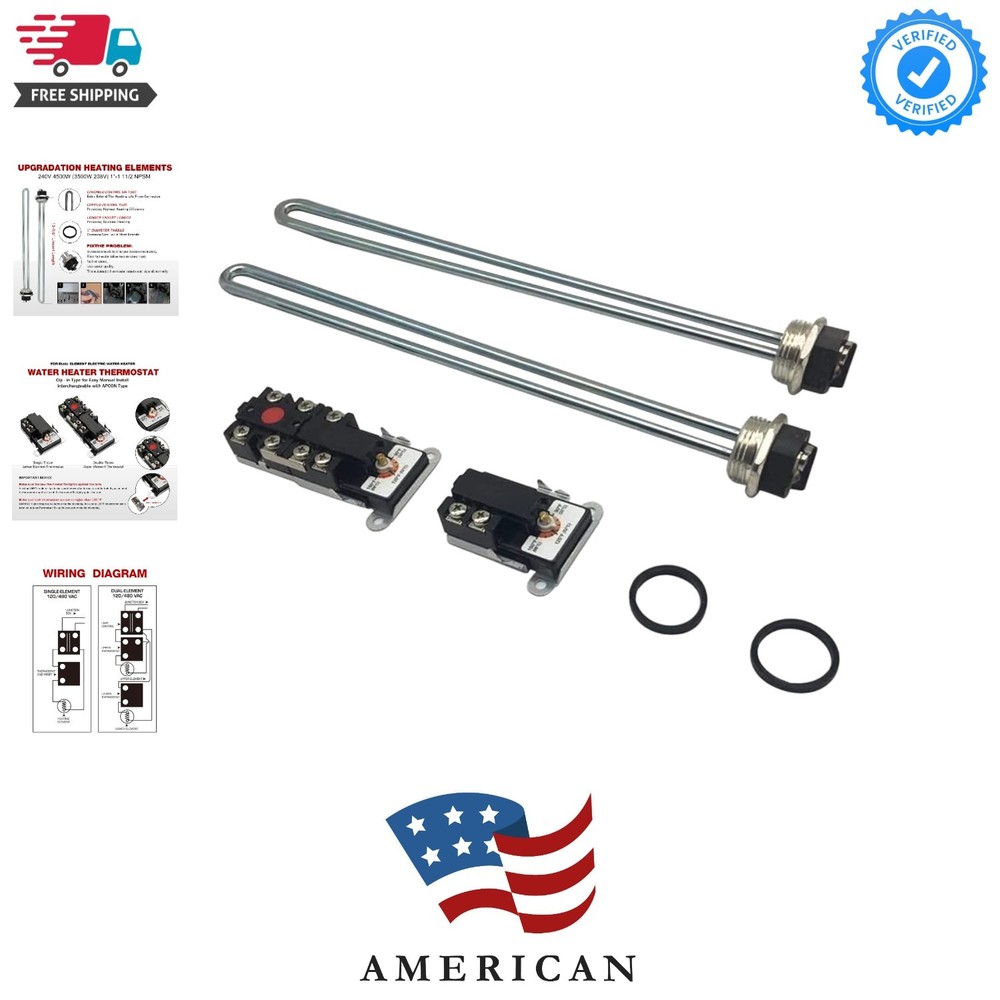 Electric Water Heater Tune-Up Kit, Includes Two 4500W 240V Water Heater Eleme...