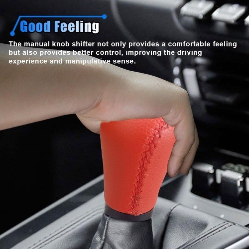 5 Speed Shifter Knobs, Manual Transmission Shift Knob, Handle Leather Gear Red
