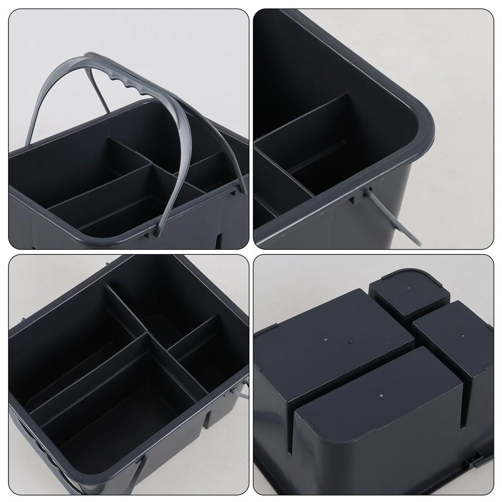 Plastic Cleaning Supply Caddy with Handles, Multi Compartment Storage Caddy B...