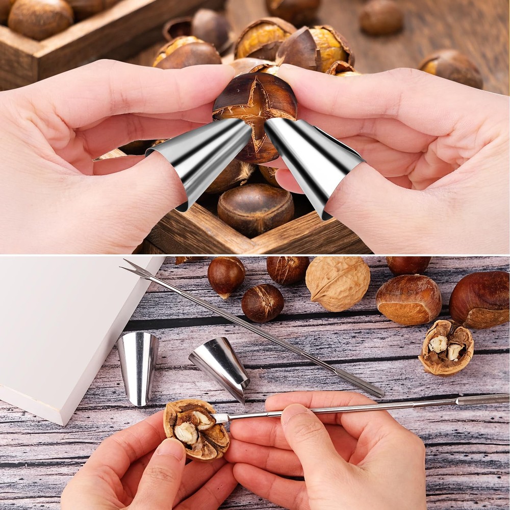 Upgraded 2 In 1 Chestnut Cutter Tool and Nut Cracker for All Medium, Silver
