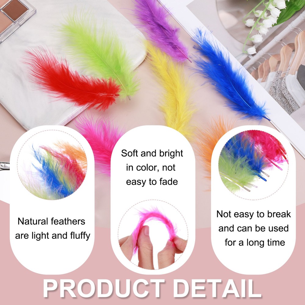 300 Pack Fluffy Turkey Marabou Feather,Blue Natural Turkey Feather