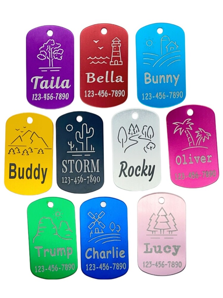 Pawtographize Dog Cat ID Tags Personalized  Pet Name Tags Engraved Customized