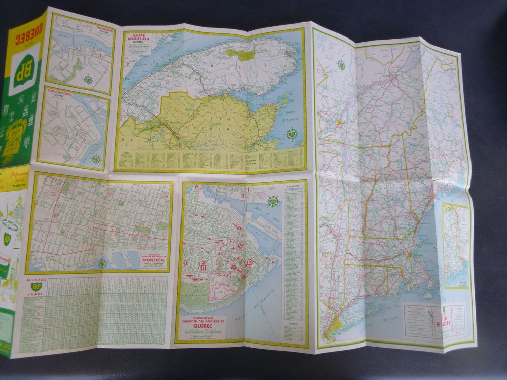 1958 Quebec Canada road map BP oil