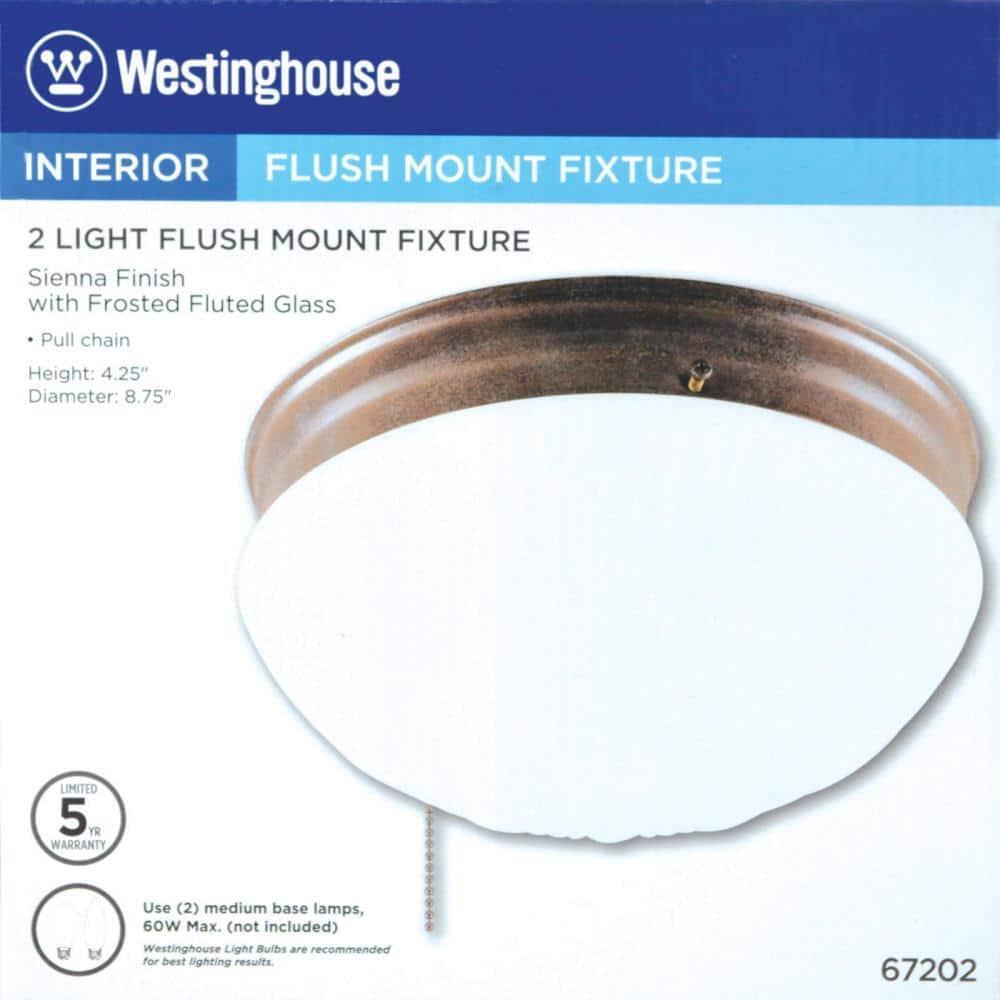 Westinghouse 2 Light Ceiling Fixture Sienna Interior Flush Mount With Pull Chain