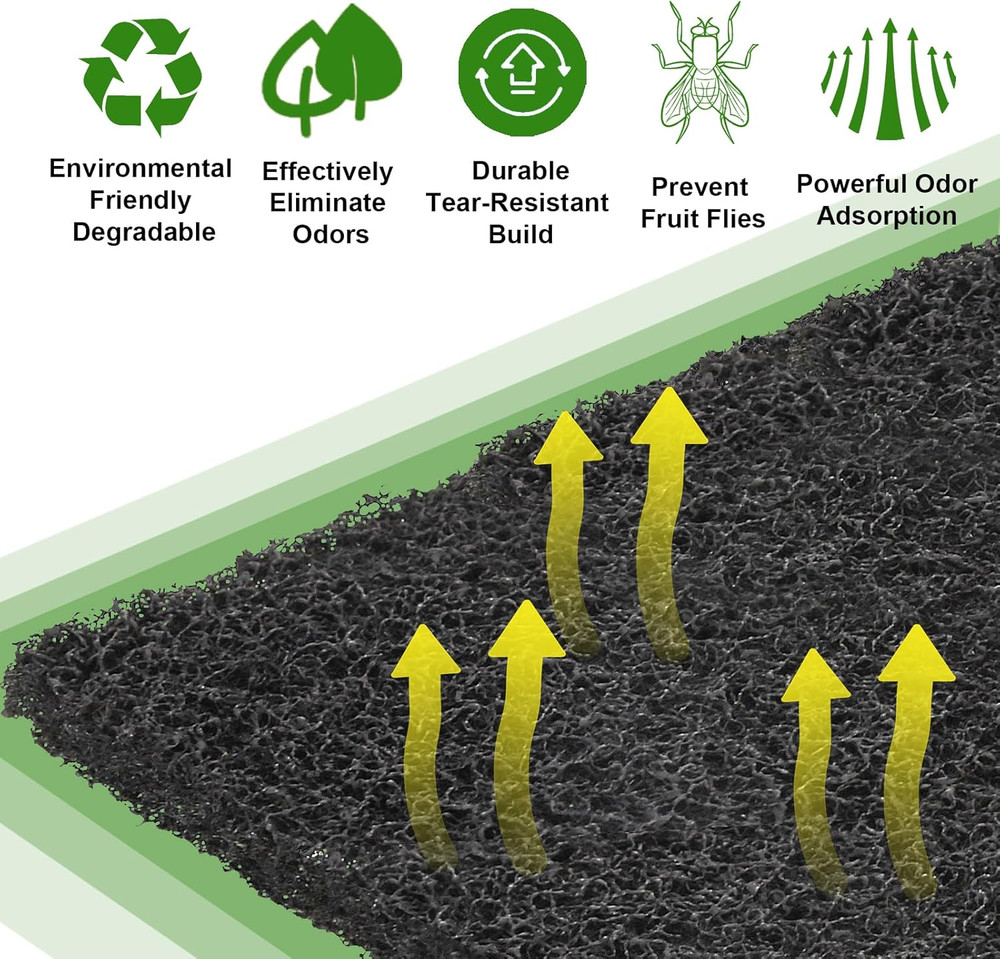 Kitchen Compost Bin Charcoal Filter Ceramic Pail Activated Carbon, 15 Pieces Set