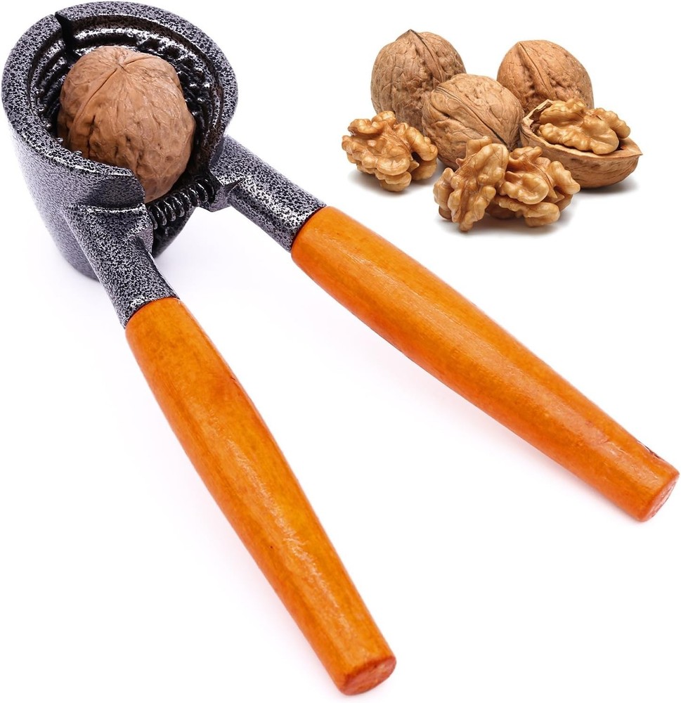 Ergonomic Heavy Duty Nutcracker with Wood Handle - For Effortless Nut Cracking