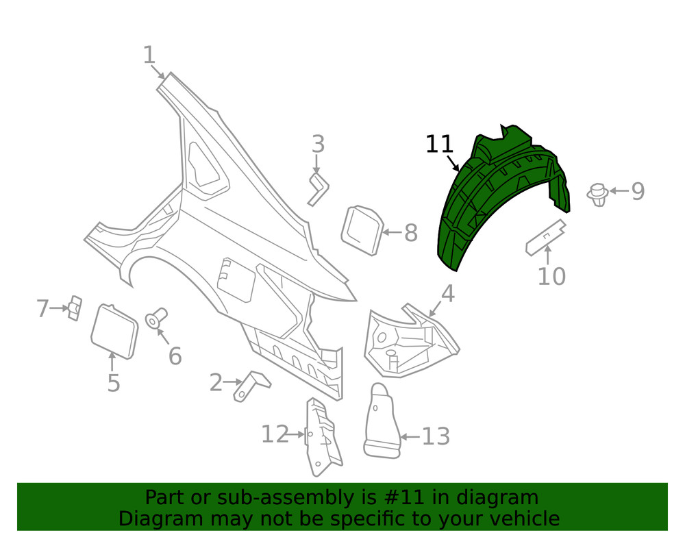Genuine Nissan Quarter Panel Splash Shield 76749-3TA0A