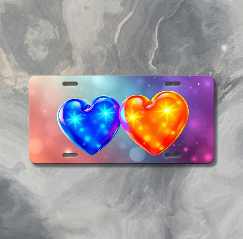 Modern Hearts License Plate Personalized Front Plate Everyday Gift