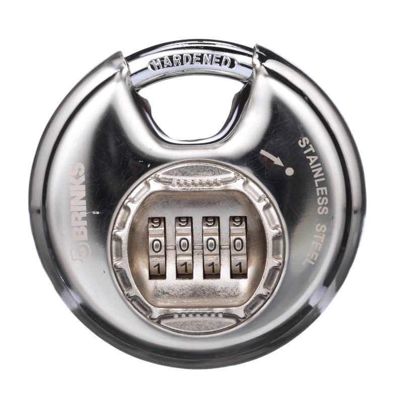 Resettable Discus Padlock 80mm 5500 lbs Cut Resistant Security Lock 4 Dial Combo
